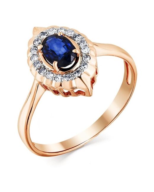 Master Brilliant Золотое кольцо из красного золота с бриллиантом сапфиром 1-107853-00-50 размер 16.5