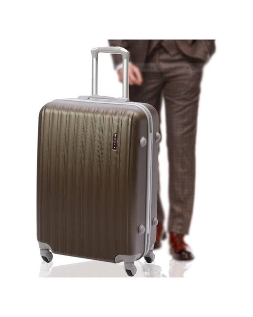 Tevin Хороший чемодан пластиковый на 4 колесах противоударный Тевин 0011 размер M 56 л