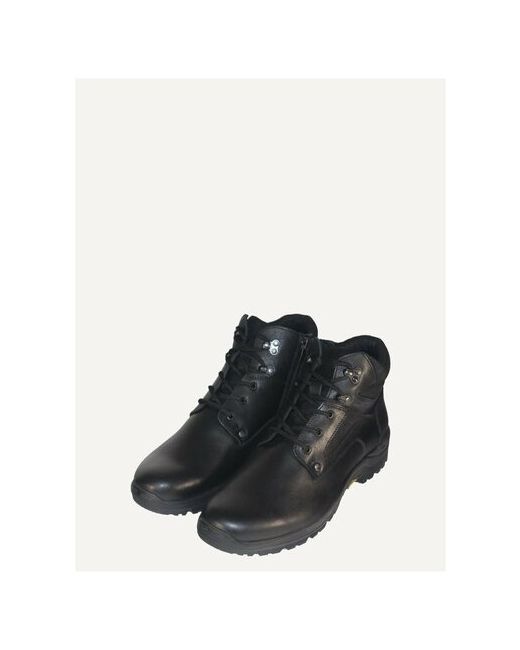 Алекс Зимние ботинки кожаные с натуральным мехом черные размер 45