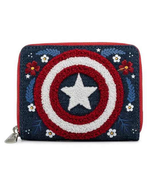 Loungefly Кошелек Marvel Captain America 80th Anniversary Floral Sheild Zip Around Wallet MVWA0157