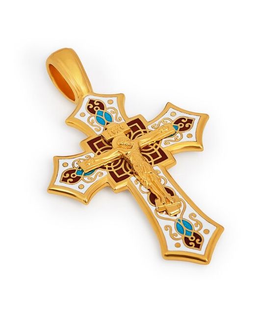 Деревцов крестик с эмалью Распятие Господа нашего Иисуса Христа KRSPE0701