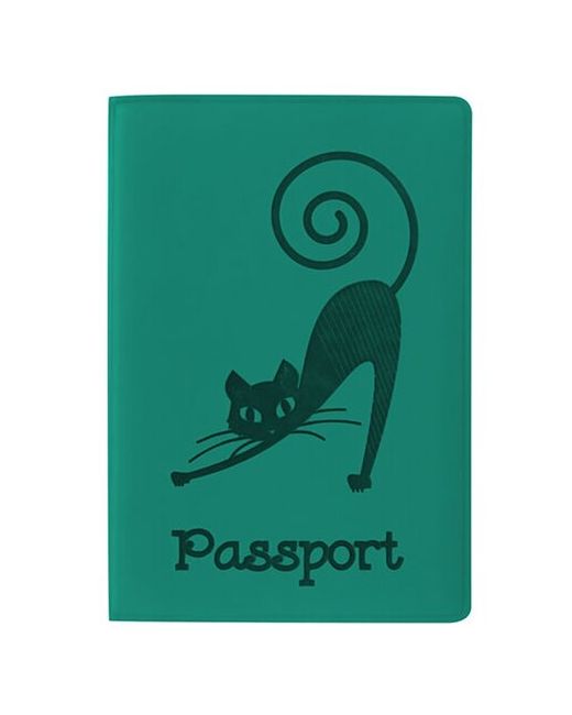 Staff Обложка для паспорта мягкий полиуретан Кошка бирюзовая 237616