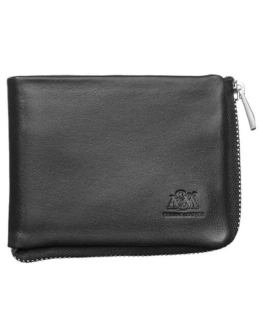A&M Портмоне в фирменной подарочной коробке кошелек 100 натуральная кожа черный 2879Black
