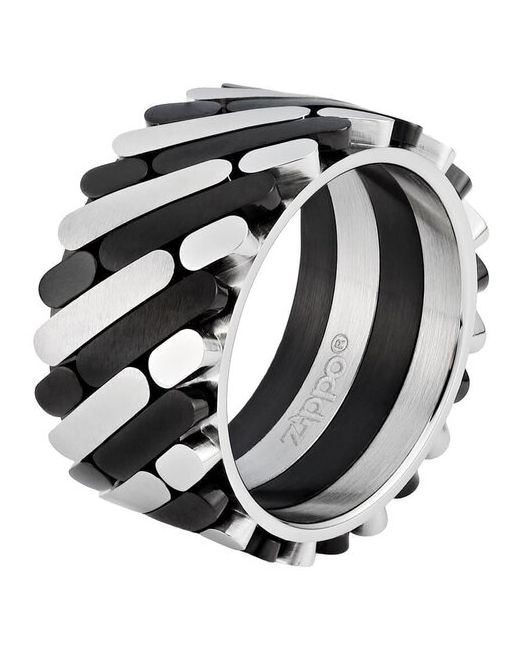 Zippo Кольцо серебристо-чёрное нержавеющая сталь 12x025 см диаметр 21 мм