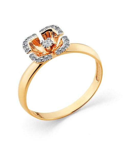 Master Brilliant Золотое кольцо из красного золота с бриллиантом 1-108349-00-00 размер 17.5