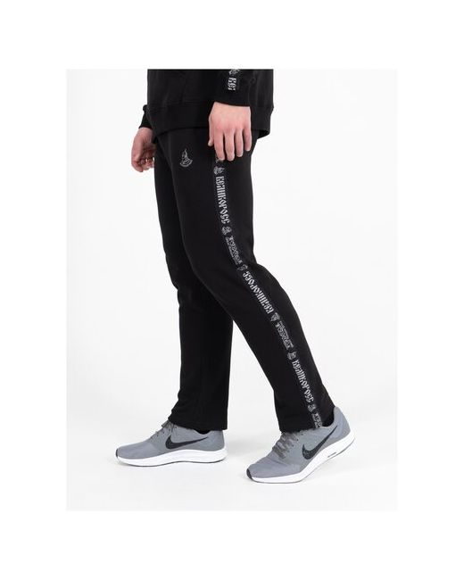 Великоросс Спортивные штаны чёрного цвета с лампасами без манжета XS/44