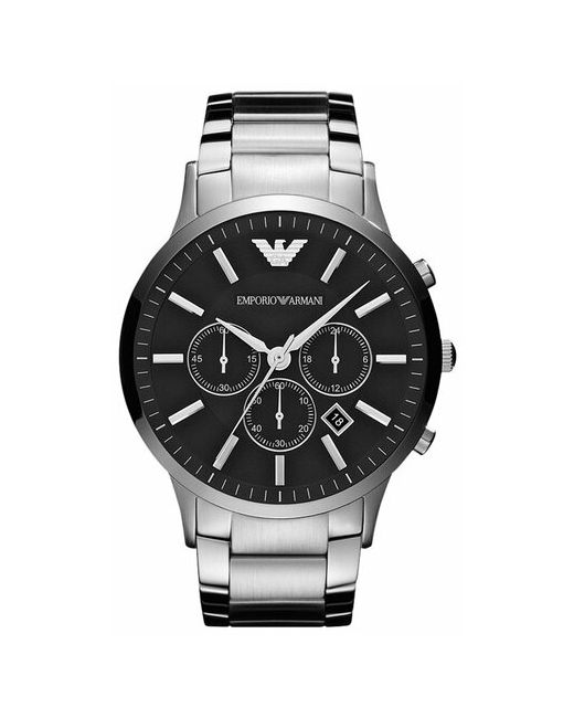 Emporio Armani Мужские Часы Серебристые AR2460 с черным циферблатом