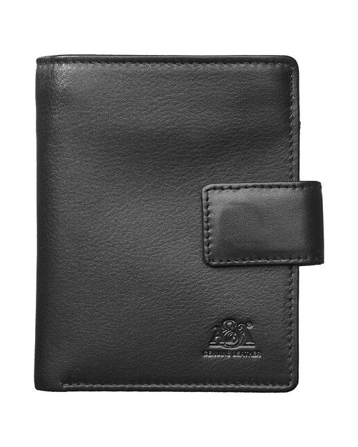 A&M Портмоне в фирменной подарочной коробке кошелек 100 натуральная кожа черный 2881Black