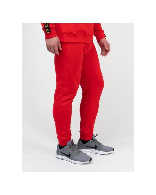 Великоросс Спортивные штаны красного цвета с манжетами без лампасов XS/44