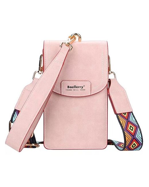 Baellerry Портмоне-клатч сумка кросс-боди Young Will Show с отделениями для карт двумя ремнями переноски светло-розовый