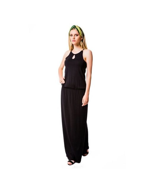 Mondigo Черное длинное летнее платье 6600 черный размер 42
