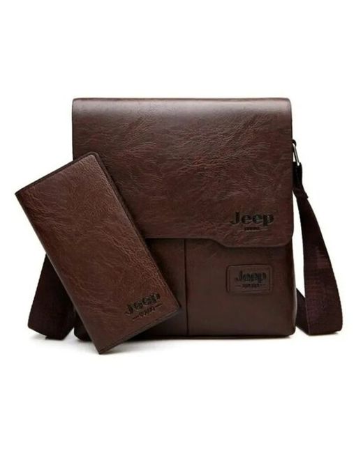 Baziator Сумка-планшет на плечо Jeep Bulio в подарок портмоне коричневая