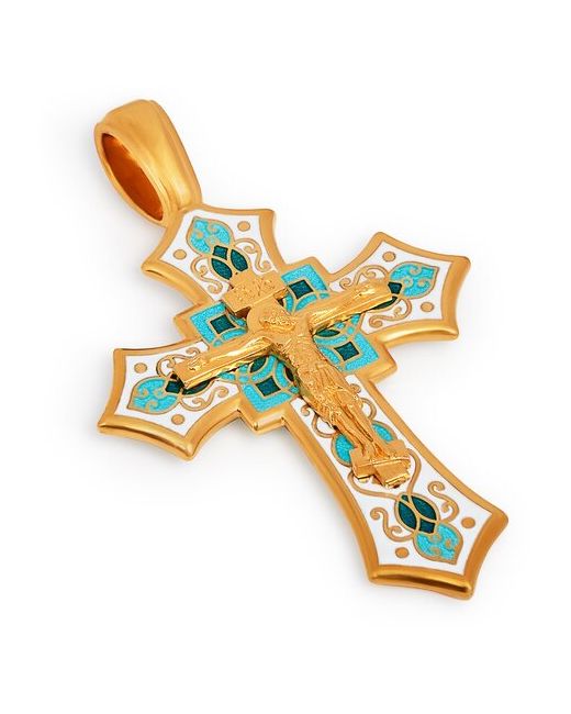 Деревцов крестик с эмалью Распятие Господа нашего Иисуса Христа KRSPE0704