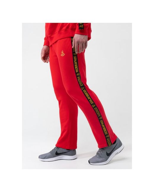 Великоросс Спортивные штаны красного цвета с лампасами без манжета XS/44