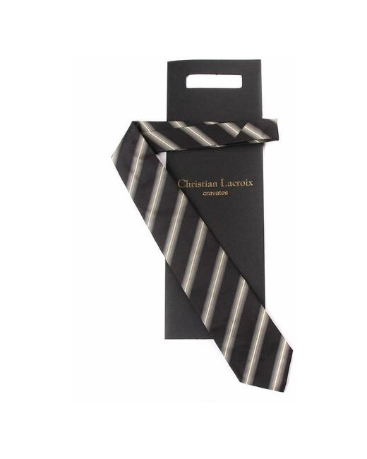 Christian Lacroix Черный галстук с бежевыми полосками 71758