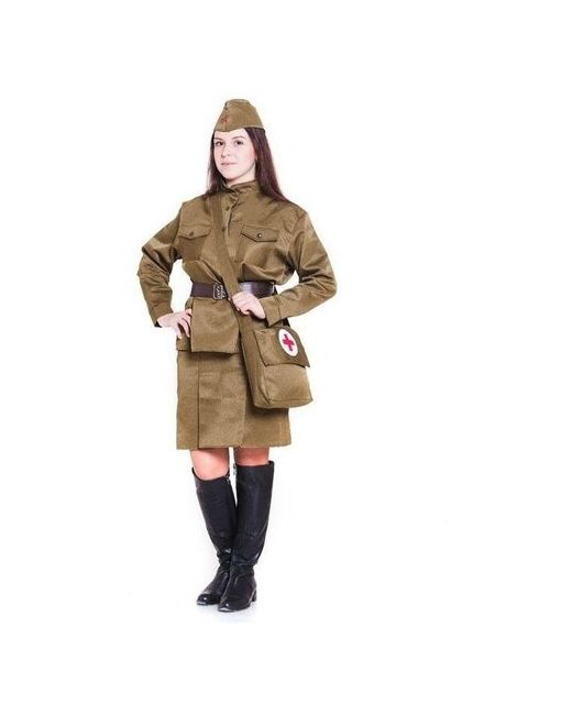 Бока Костюм военного Санитарочка пилотка гимнастёрка ремень юбка сумка р. 52-54