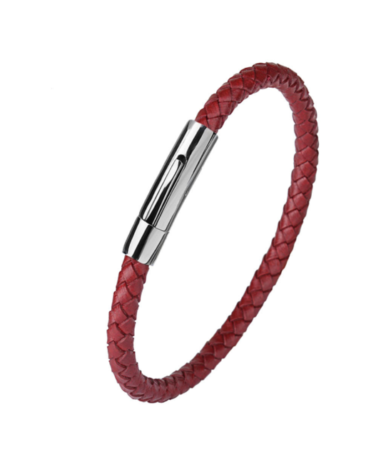 MyPads Стильный браслет A160-090 плетенный шнурок 20 см из натуральной кожи ручной работы с магнитной застежкой нержавеющей стали
