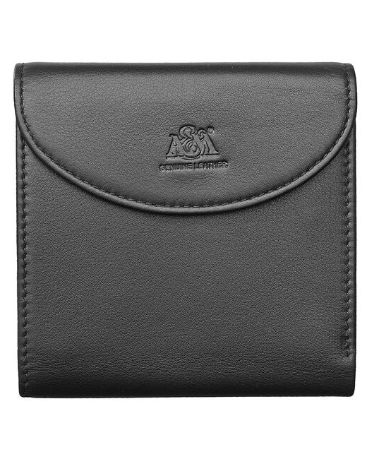 A&M Портмоне в фирменной подарочной коробке кошелек 100 натуральная кожа черный 3862Black
