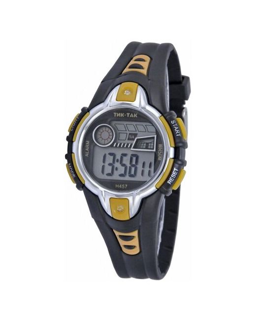 Тик-Так Наручные электронные часы Н457 WR50 чёрно-жёлтые