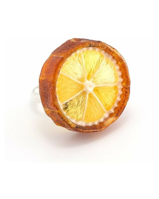 Амберпрофи Симпатичное кольцо в серебре с натуральным янтарем Сочный апельсин
