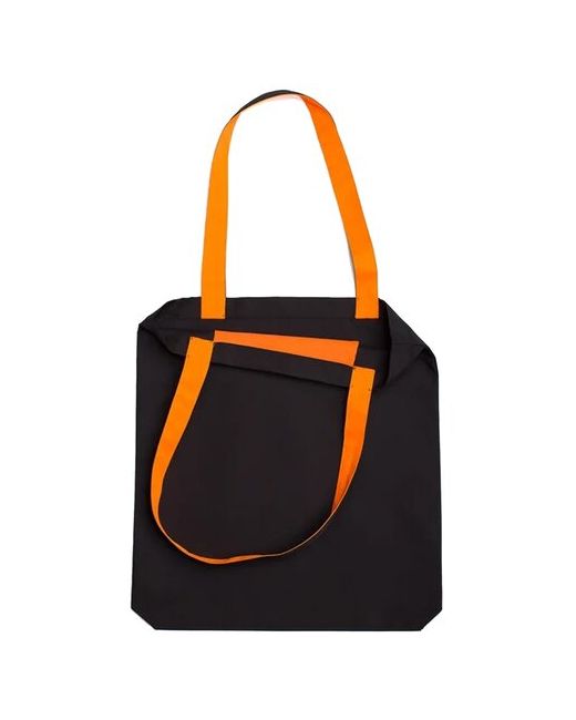 Sewing Things Холщовая сумка PORTO с карманом чёрно-оранжевая