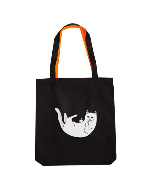 Sewing Things Холщовая сумка PORTO с карманом Падающий котик чёрно-оранжевая