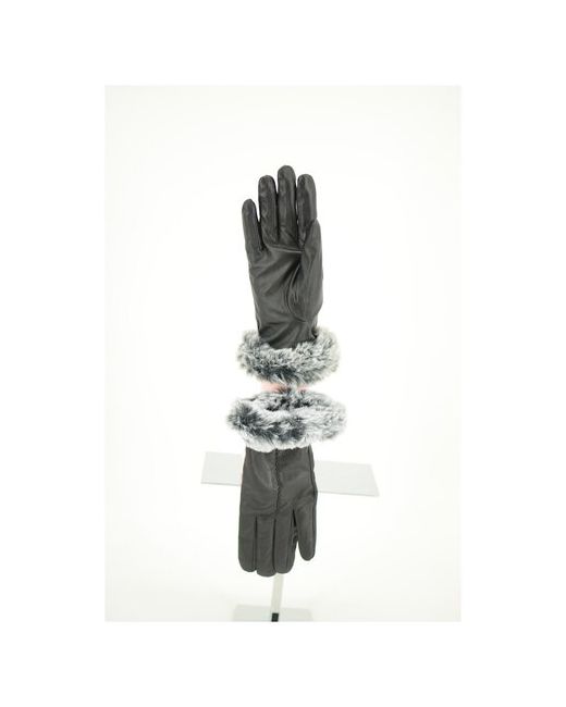 Happy Gloves Перчатки кожаные с мехом зигзаг черные размер 65