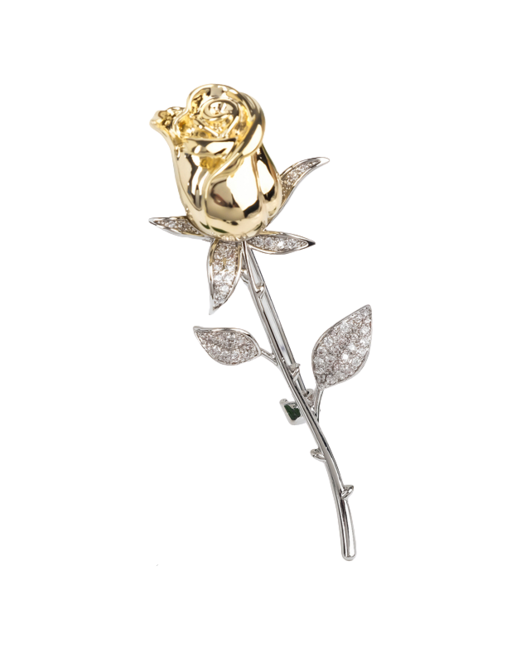 Queen Fair Брошь Цветок роза в серебряно-золотом