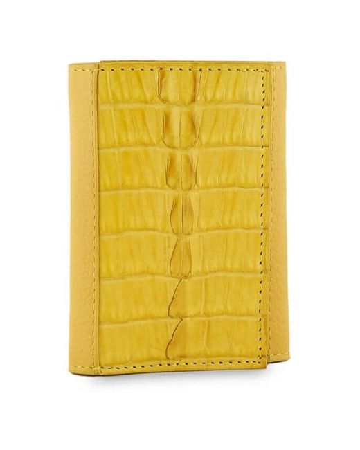 Exotic Leather Небольшая желтая ключница из натуральной кожи крокодила