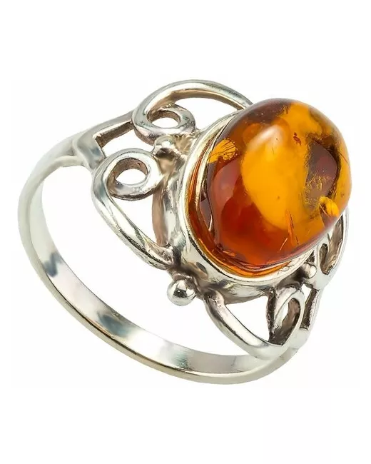 Амберпрофи Классический серебряный перстень с натуральным медовым янтарем