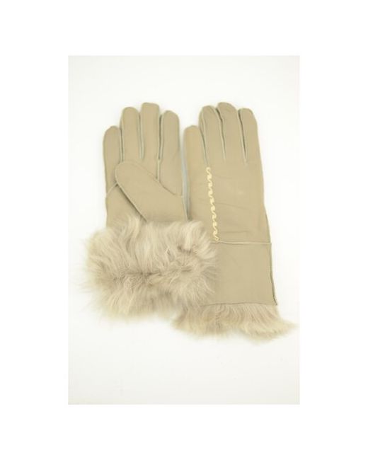 Happy Gloves Перчатки зимние натуральная кожа с натуральным мехом завитки светло бежевые размер 75