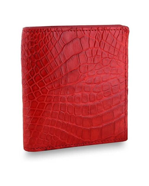 Exotic Leather Небольшой стильный крокодиловый кошелек красного цвета