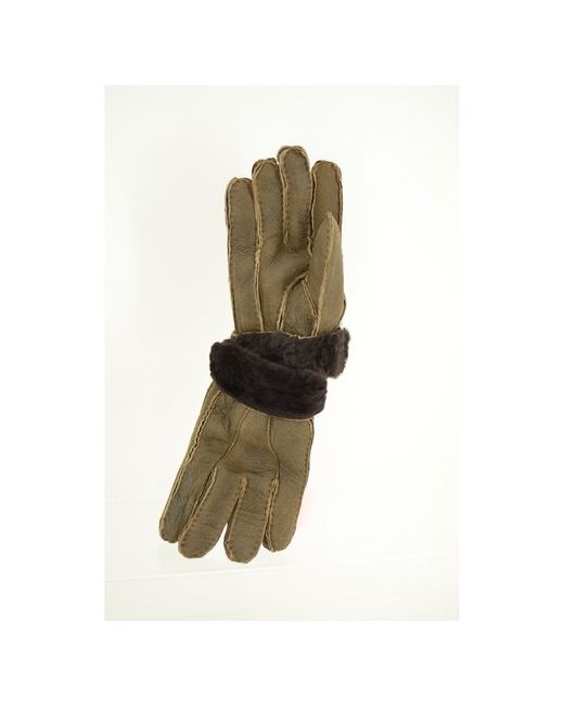 Happy Gloves Перчатки кожаные светло оторочка черный мех размер L