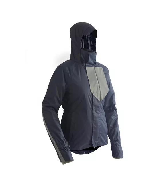 Decathlon Куртка для велоспорта теплая водонепроницаемая 540 размер L цвет Синий Графит/Бежево-Серый BTWIN Х Декатлон