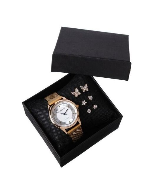 RecoM Подарочный набор 2 в 1 Bolingdun наручные часы d3.1 см серьги