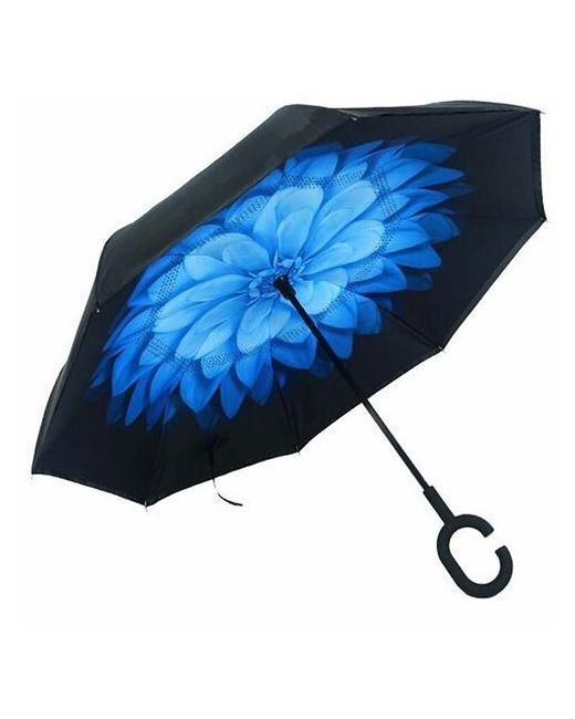 Baziator Зонт-наоборот трость зонт обратного сложения антизонт Цветок голубой