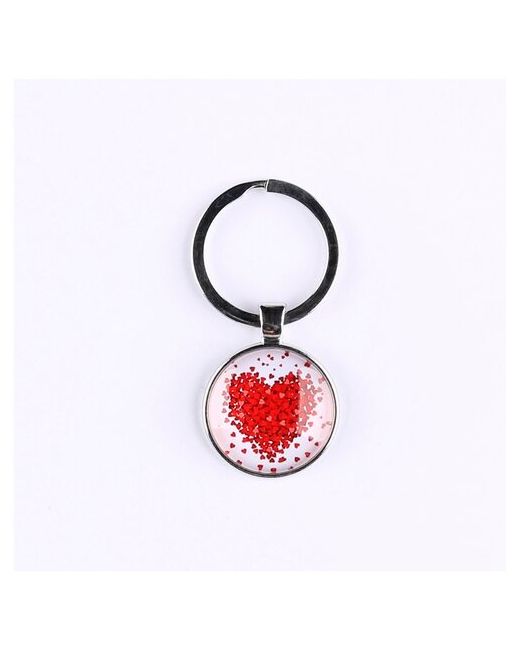 Darifly Брелок Красное сердце из маленьких сердечек на белом фоне с большим кольцом для ключей