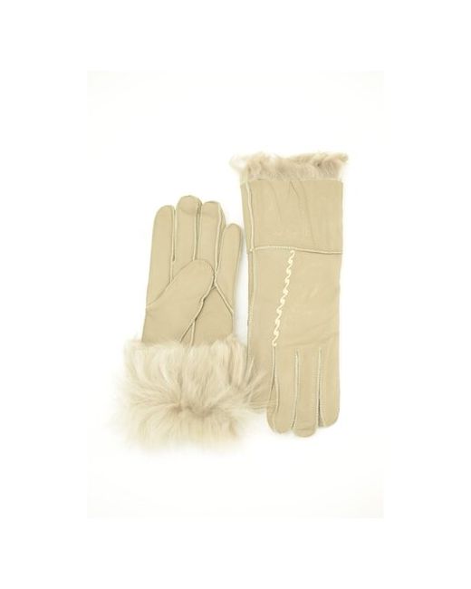 Happy Gloves Перчатки зимние натуральная кожа с натуральным мехом волны темные цвет серо бежевый размер 75