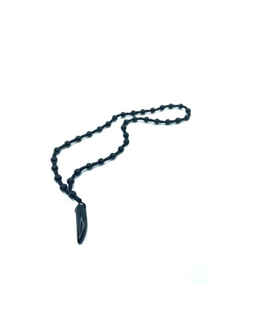 Lavelly Ожерелье-чётки из черного агата с подвеской Клык