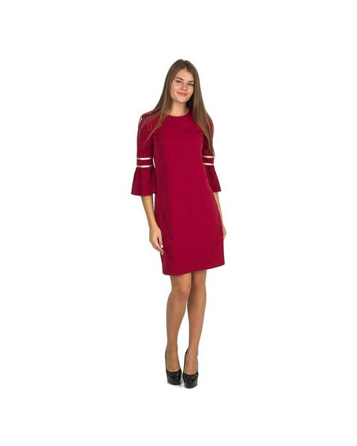 Bast Бордовое платье с тесьмой 9816 красный размер 50