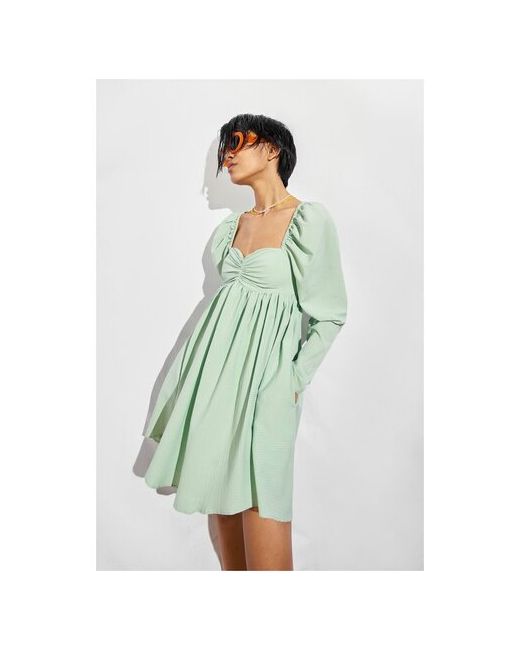 Toptop Studio Платье-мини пышное со сборками Зеленый размер M
