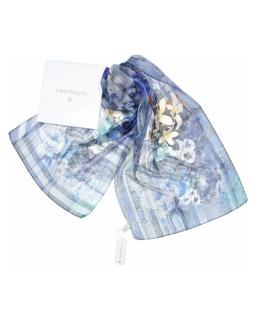Laura Biagiotti Красивый шарф в синих тонах с абстракцией 829018