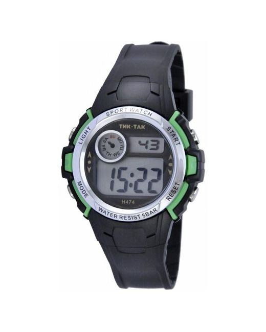 Тик-Так Наручные электронные часы Тик Так Н474 WR50 чёрно зелёные