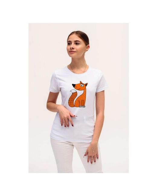 kopernik-print Парная футболка х/б с авторским принтом Лиса белая