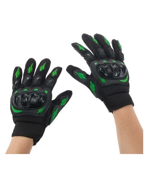 Market-Space Перчатки для езды на мототехнике с защитными вставками пара размер L черно-зеленый