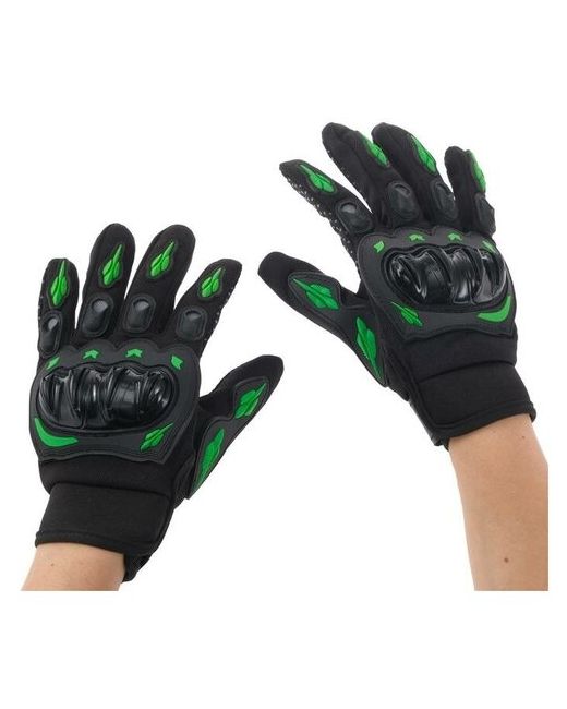 Market-Space Перчатки для езды на мототехнике с защитными вставками пара размер XL черно-зеленый