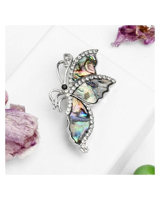 NewStory Брошь Галиотис бабочка со сложенными крылышками в серебре