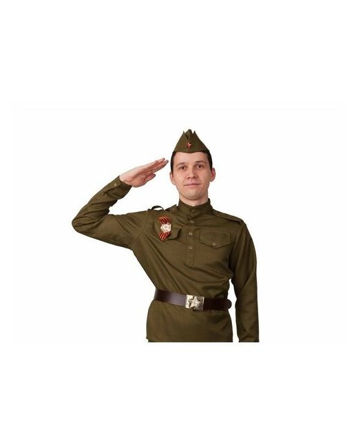 Батик Карнавальный костюм Солдат гимнастёрка ремень пилотка р. 48