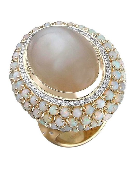 Эстет Кольца Золотое кольцо с бриллиантами лунным камнем