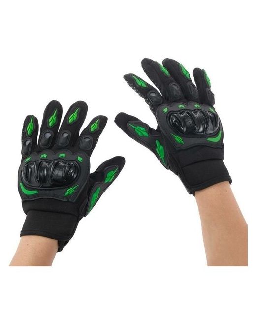 Market-Space Перчатки для езды на мототехнике с защитными вставками пара размер М черно-зеленый